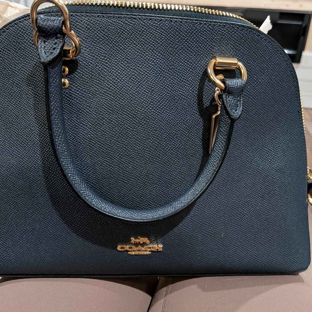 Coach Midnight Katy Pebbled Leather Carry All Satchel Crossbody Bag